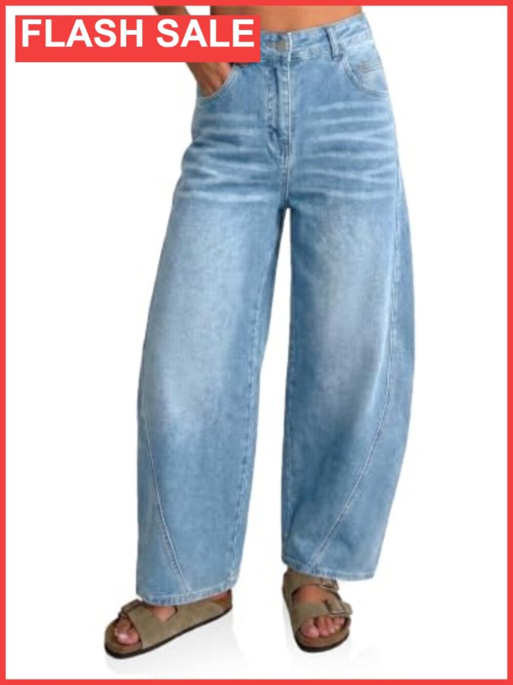 Women's Barrel Jeans Wide Leg High Rise Cropped Denim Pants